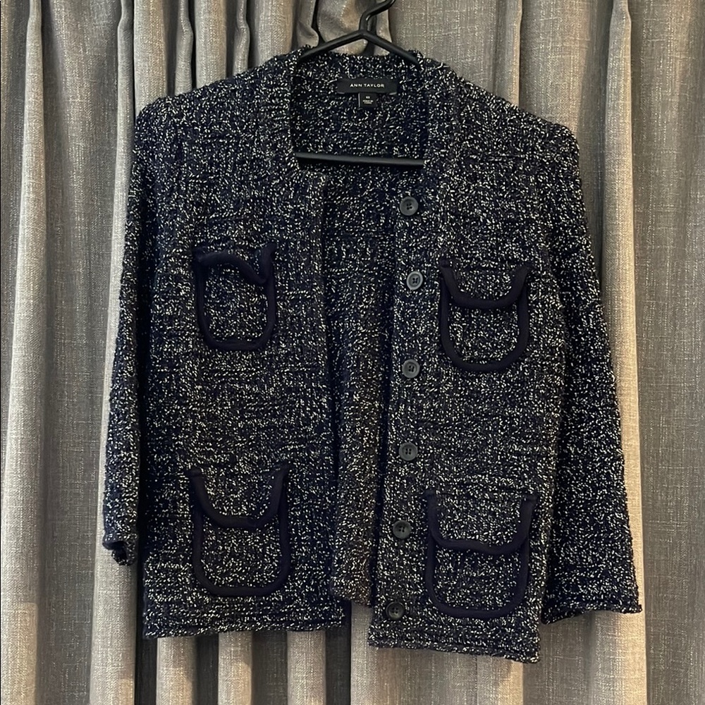 Ann Taylor Midnight Blue Tweed Blazer